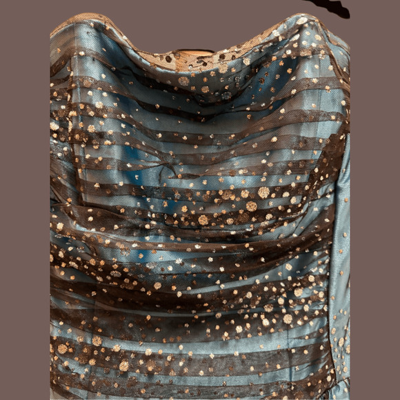 Jessica McClintock Prom Dress | Teal Glitter | Size 3 | Vintage - Picture 4 of 6